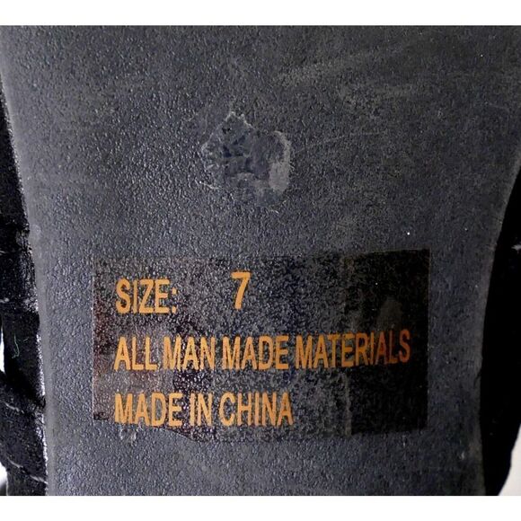 Qupid BLACK MAN MADE SUEDE LEATHER STRAPPY TASSEL ZIP BACK 2"HEEL SLINGBACK 7 US - Picture 8 of 8